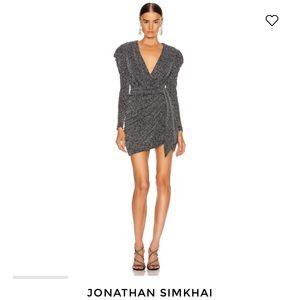 JONATHAN SIMKHAI
Glitter Jersey Deep V Mini Dress size 0